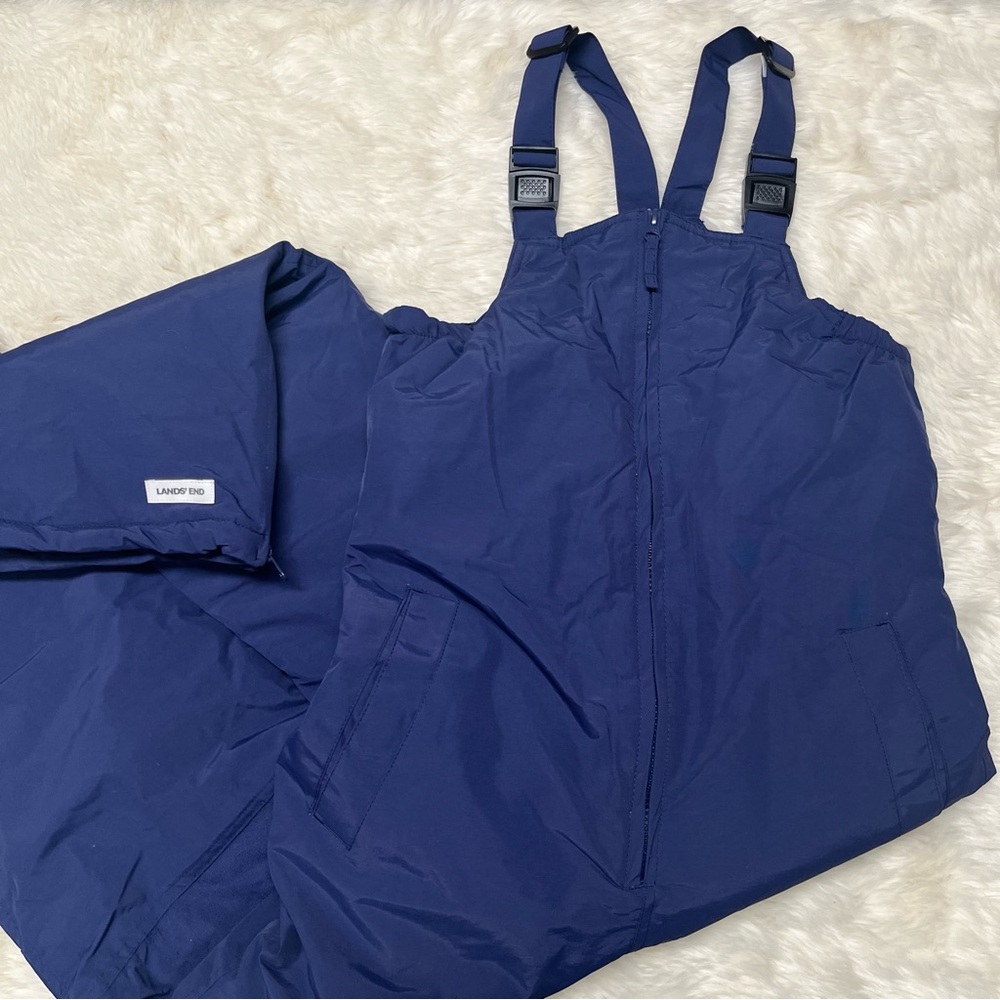 Lands' End Squall Snow Bibs Suit Navy Blue Youth 14 Unisex